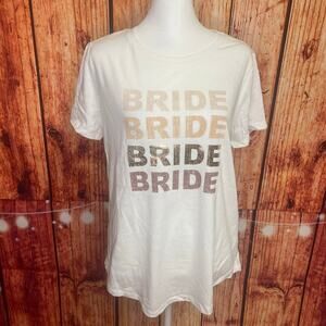 Maurices NWT BRIDE tshirt size Medium white brown rose gold cotton/modal NEW
